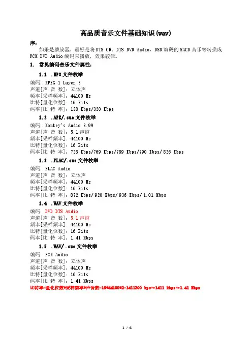 高品质音乐文件基础知识(wav)