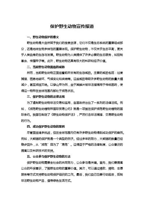 保护野生动物宣传报道