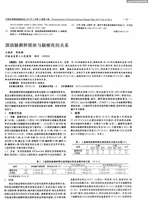 颈动脉粥样斑块与脑梗死的关系