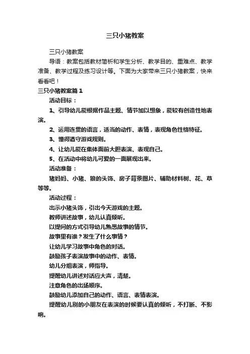三只小猪教案