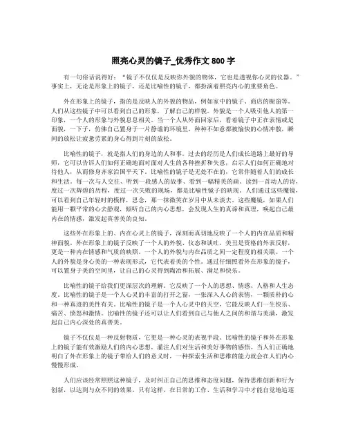 照亮心灵的镜子_优秀作文800字