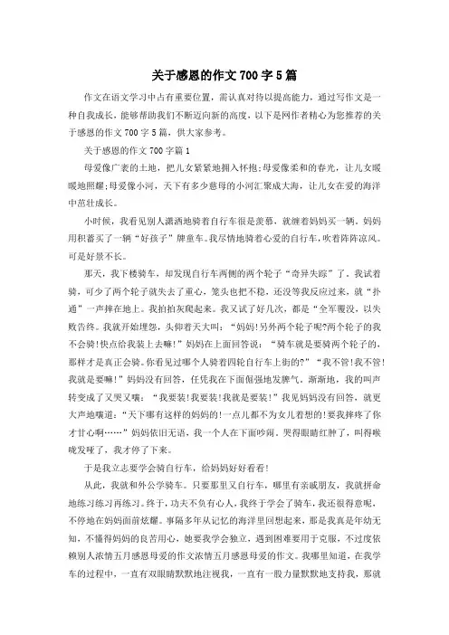 关于感恩的作文700字5篇