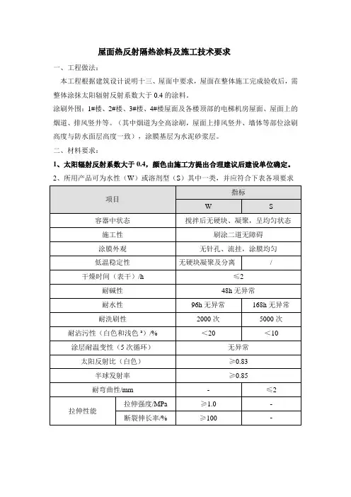 (传)屋面反射涂料技术要求