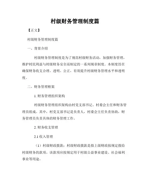 村级财务管理制度篇