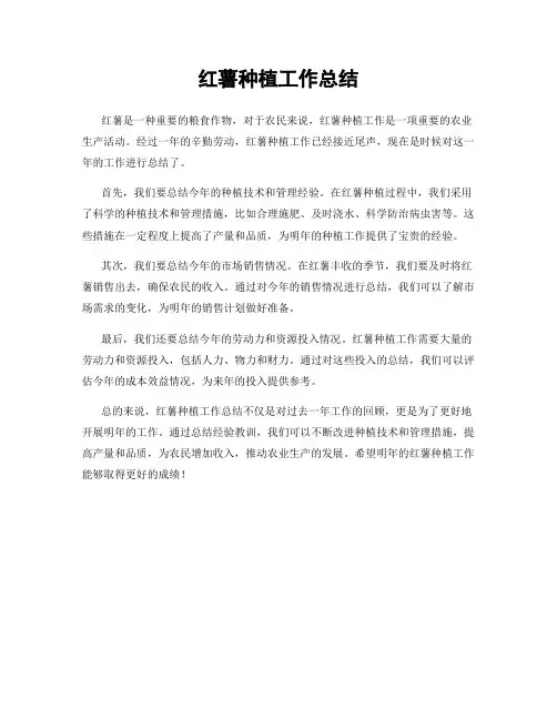 红薯种植工作总结