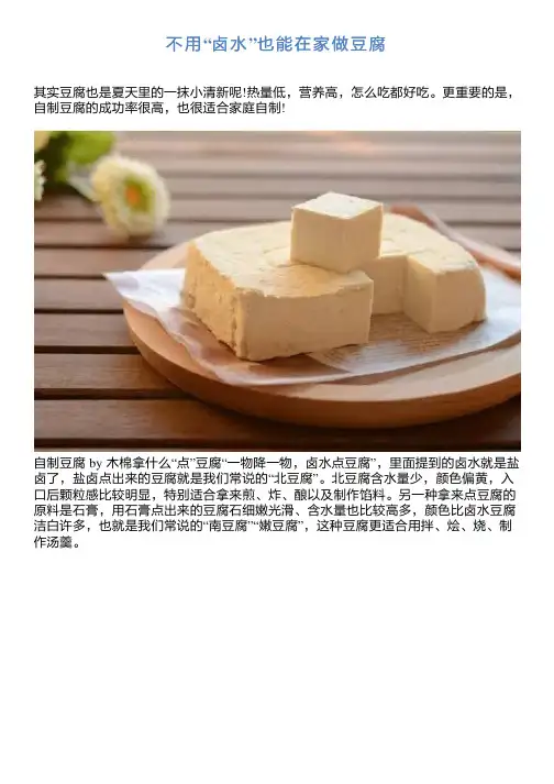 不用“卤水”也能在家做豆腐
