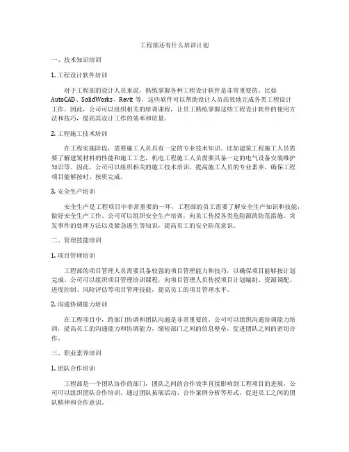 工程部还有什么培训计划