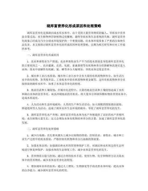 湖库富营养化形成原因和处理策略