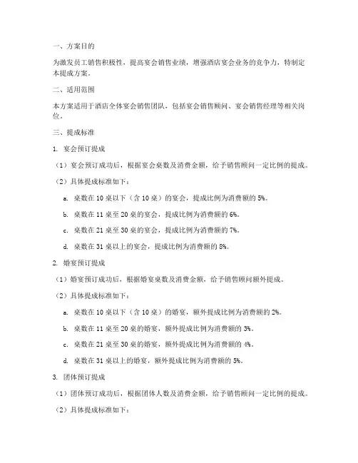 宴会销售提成方案