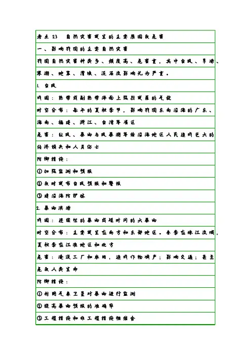 地理学霸笔记23 自然灾害发生的主要原因及危害