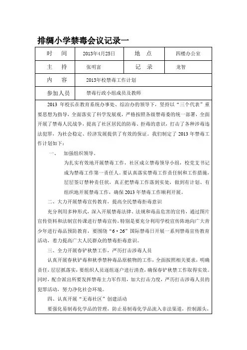 禁毒会议记录