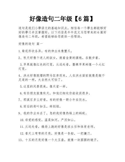 好像造句二年级【6篇】