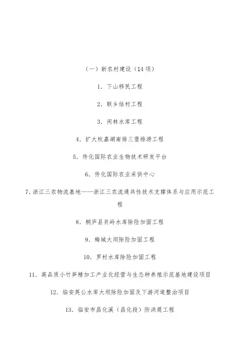 杭州市新一轮“十大工程”重点建设项目名单