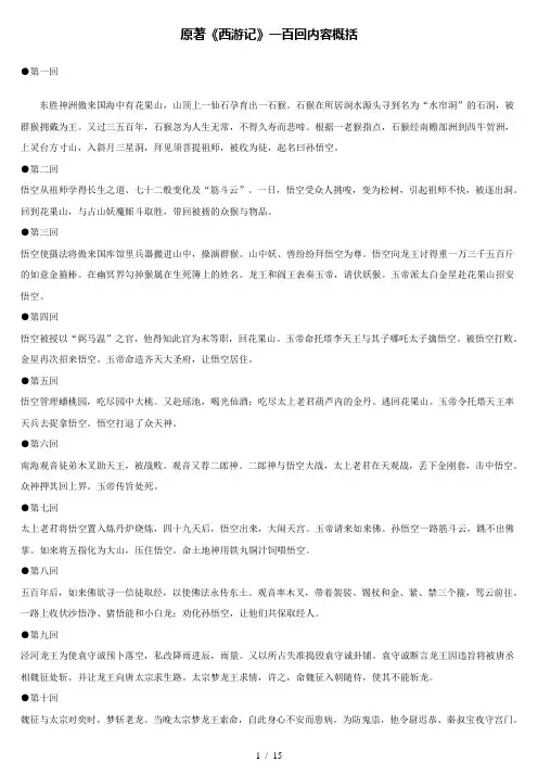原著《西游记》百回