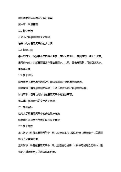 幼儿园大班防暴雨安全教育教案