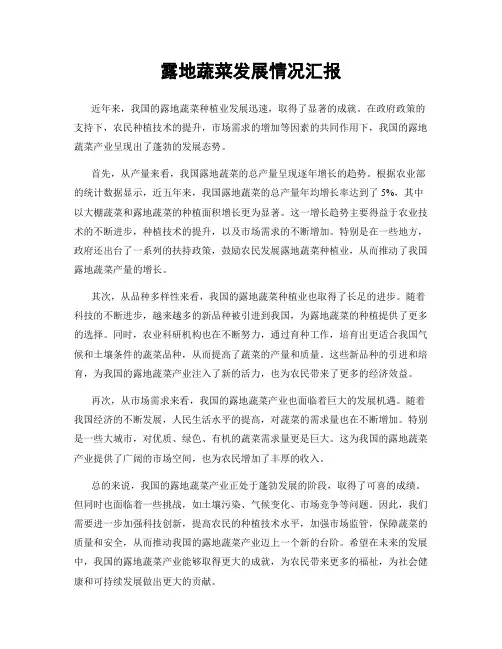 露地蔬菜发展情况汇报
