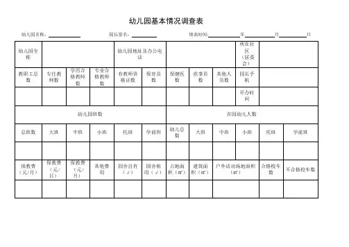 幼儿园基本情况调查表