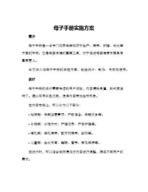 母子手册实施方案