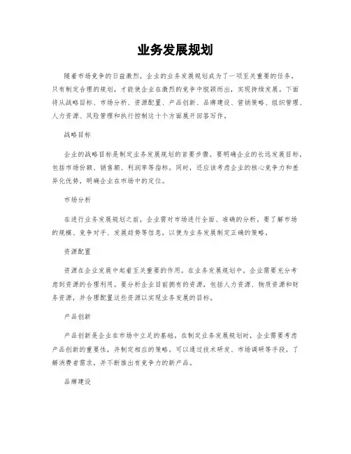 业务发展规划
