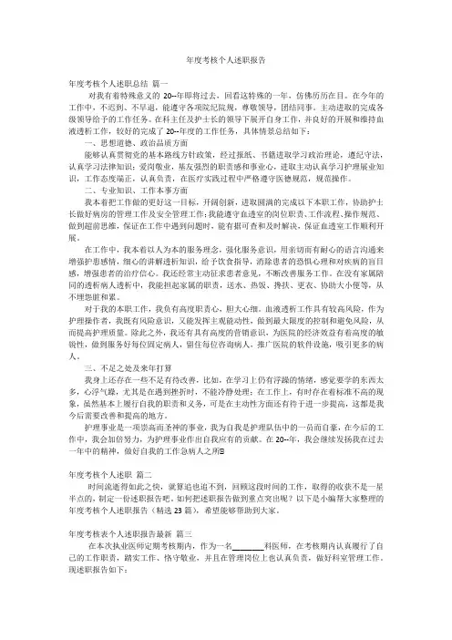 年度考核个人述职报告