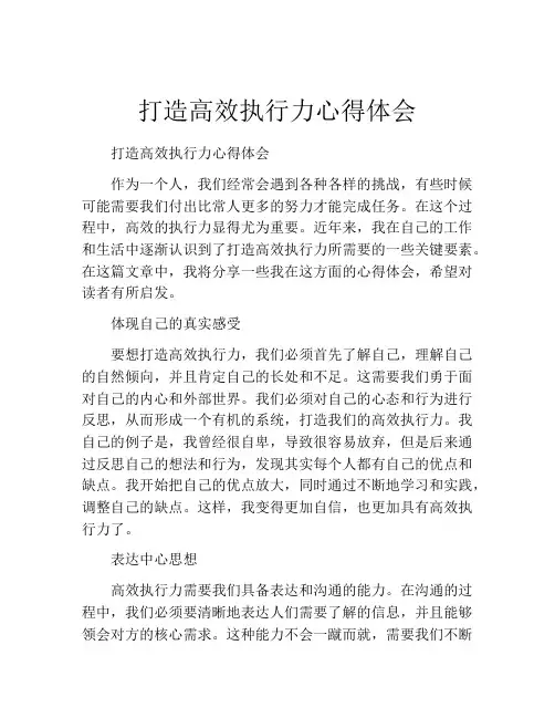 打造高效执行力心得体会