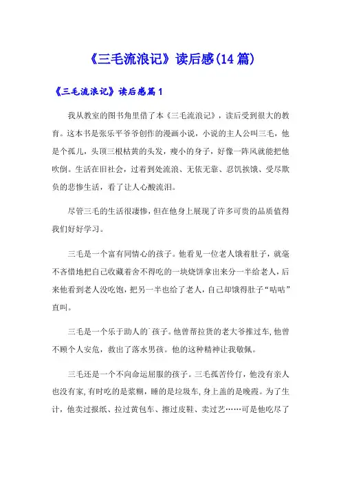 《三毛流浪记》读后感(14篇)