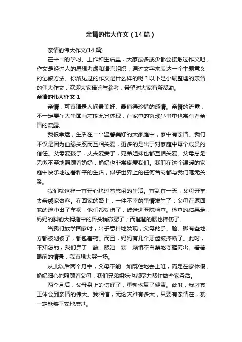 亲情的伟大作文（14篇）