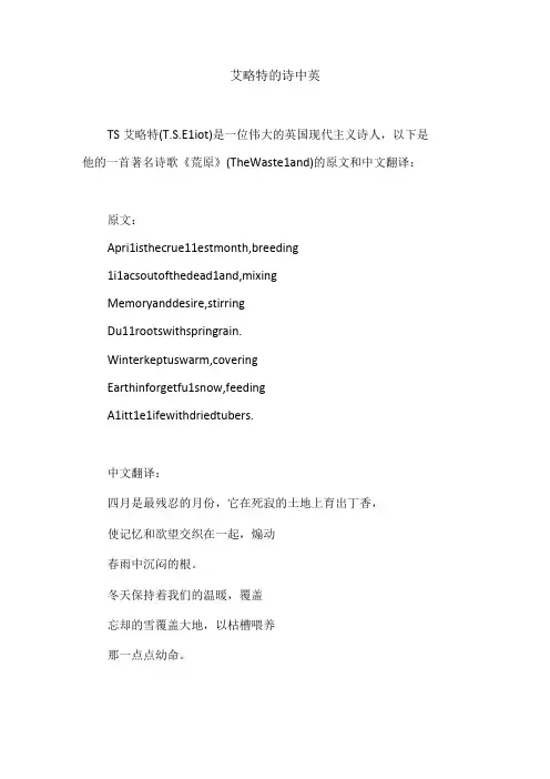 艾略特的诗 中英