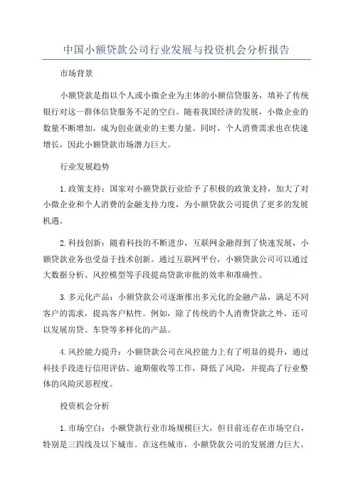 中国小额贷款公司行业发展与投资机会分析报告