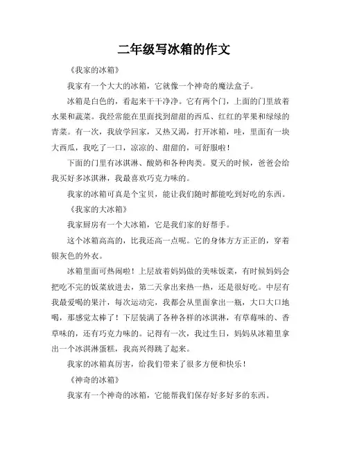 二年级写冰箱的作文