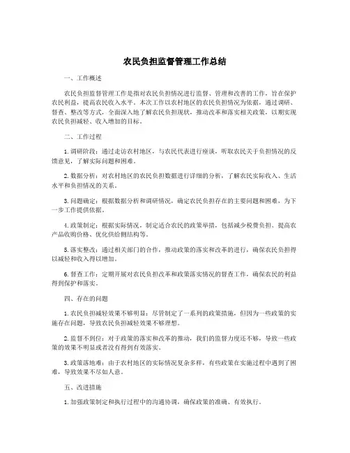 农民负担监督管理工作总结