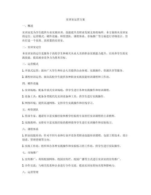 实训室运营方案
