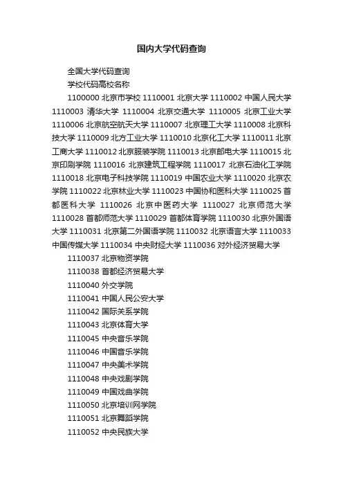国内大学代码查询