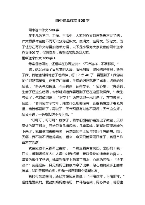 雨中送伞作文500字