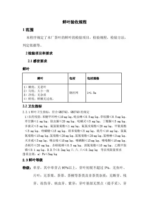 鲜叶验收规程