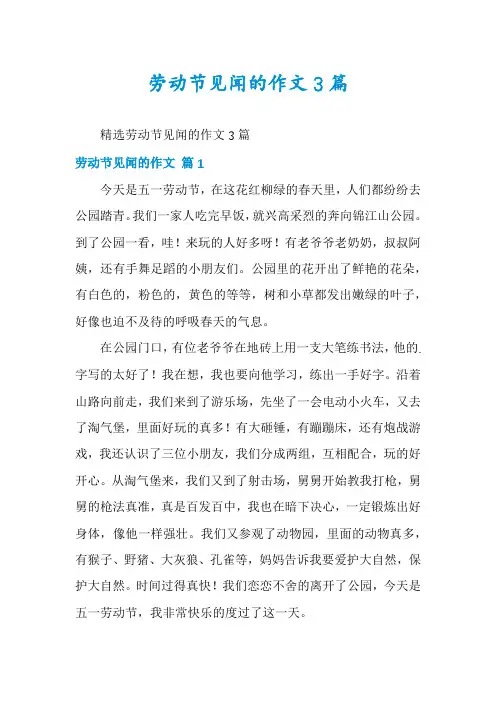劳动节见闻的作文3篇