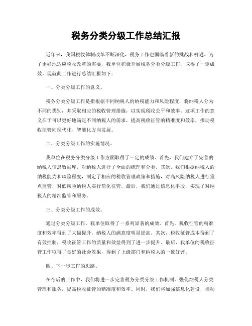 税务分类分级工作总结汇报