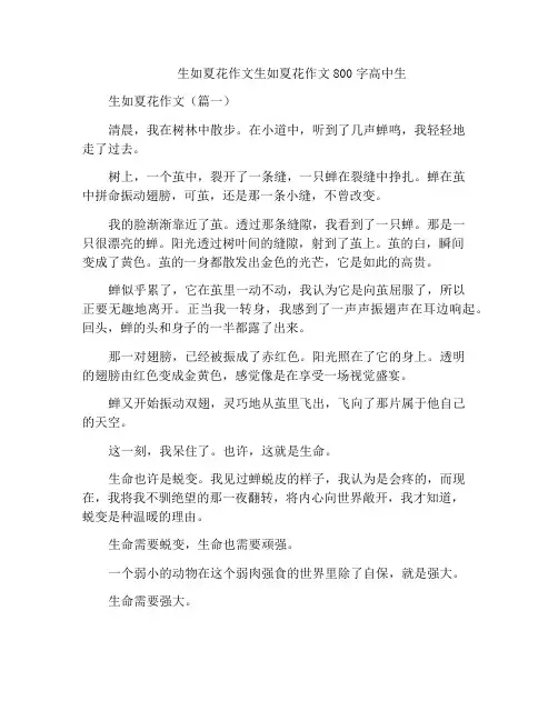 生如夏花作文生如夏花作文800字高中生