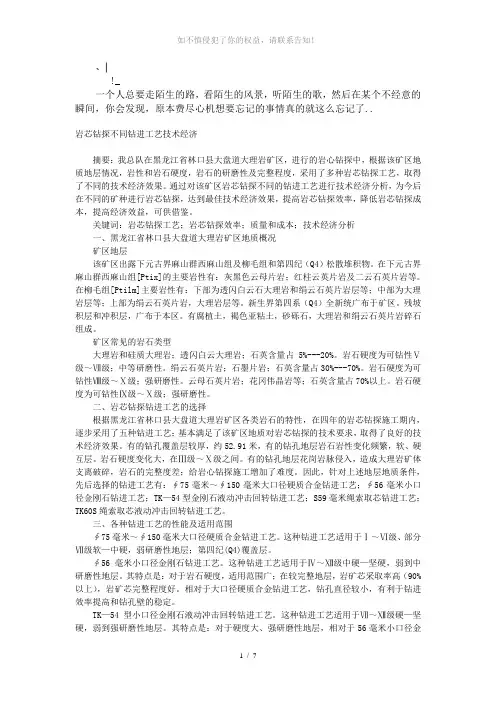 aazmhrx岩-芯钻探不同钻进工艺技术经济(参考模板)
