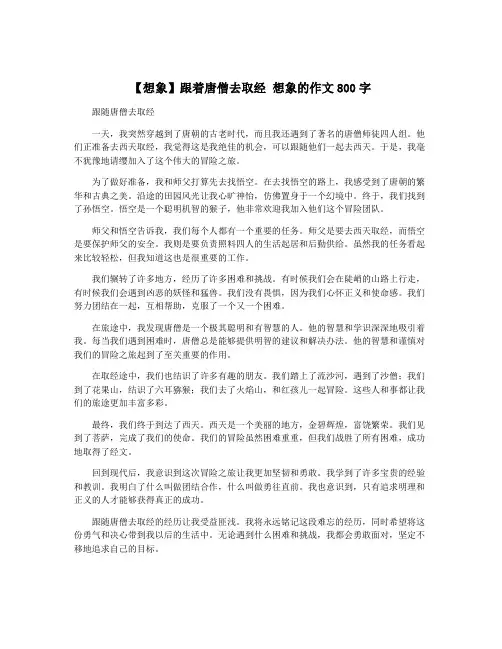 【想象】跟着唐僧去取经 想象的作文800字