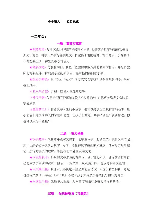 《教育周报》栏目设置