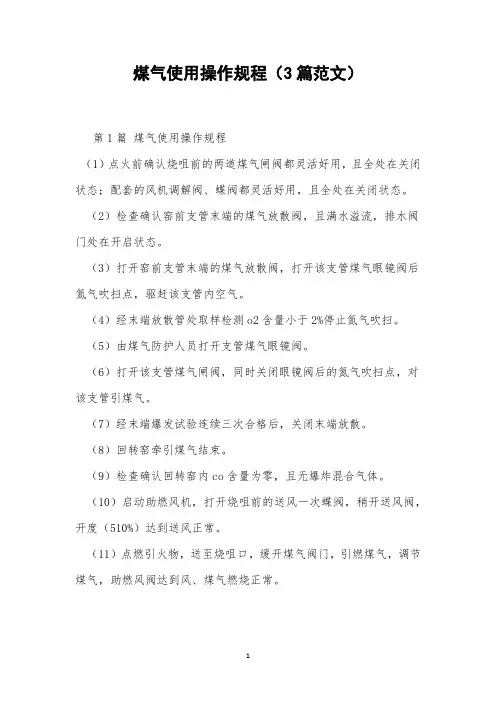 煤气使用操作规程(3篇范文)