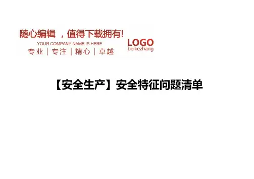 精编【安全生产】安全特征问题清单