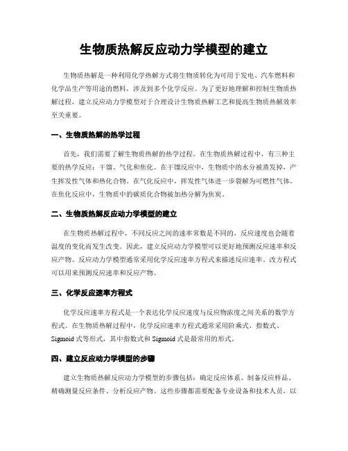 生物质热解反应动力学模型的建立
