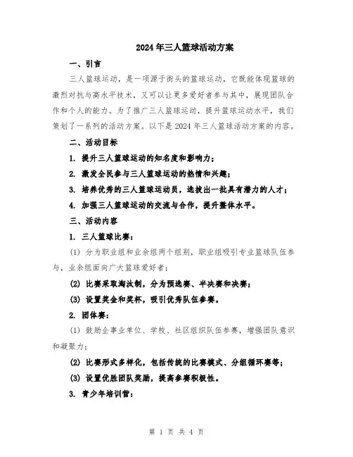 2024年三人篮球活动方案
