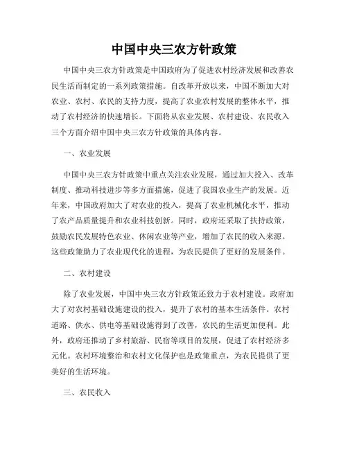 中国中央三农方针政策