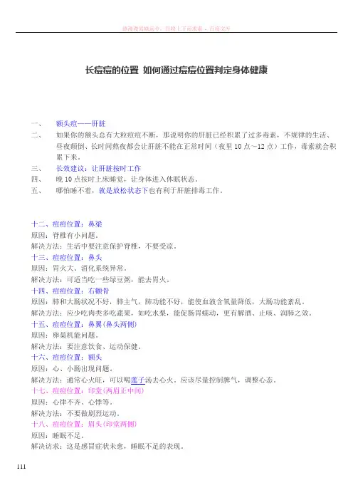 长痘痘的位置如何通过痘痘位置判定身体健康