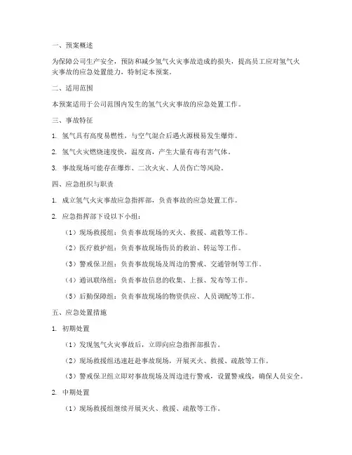 氢气火灾事故应急预案