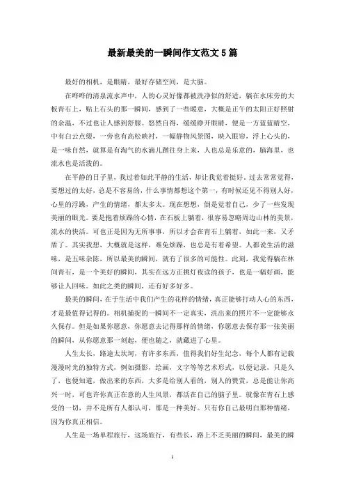 最新最美的一瞬间作文范文5篇