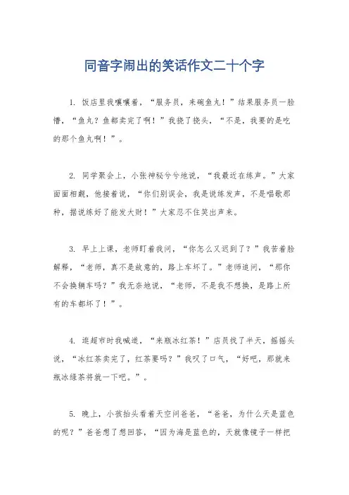 同音字闹出的笑话作文二十个字